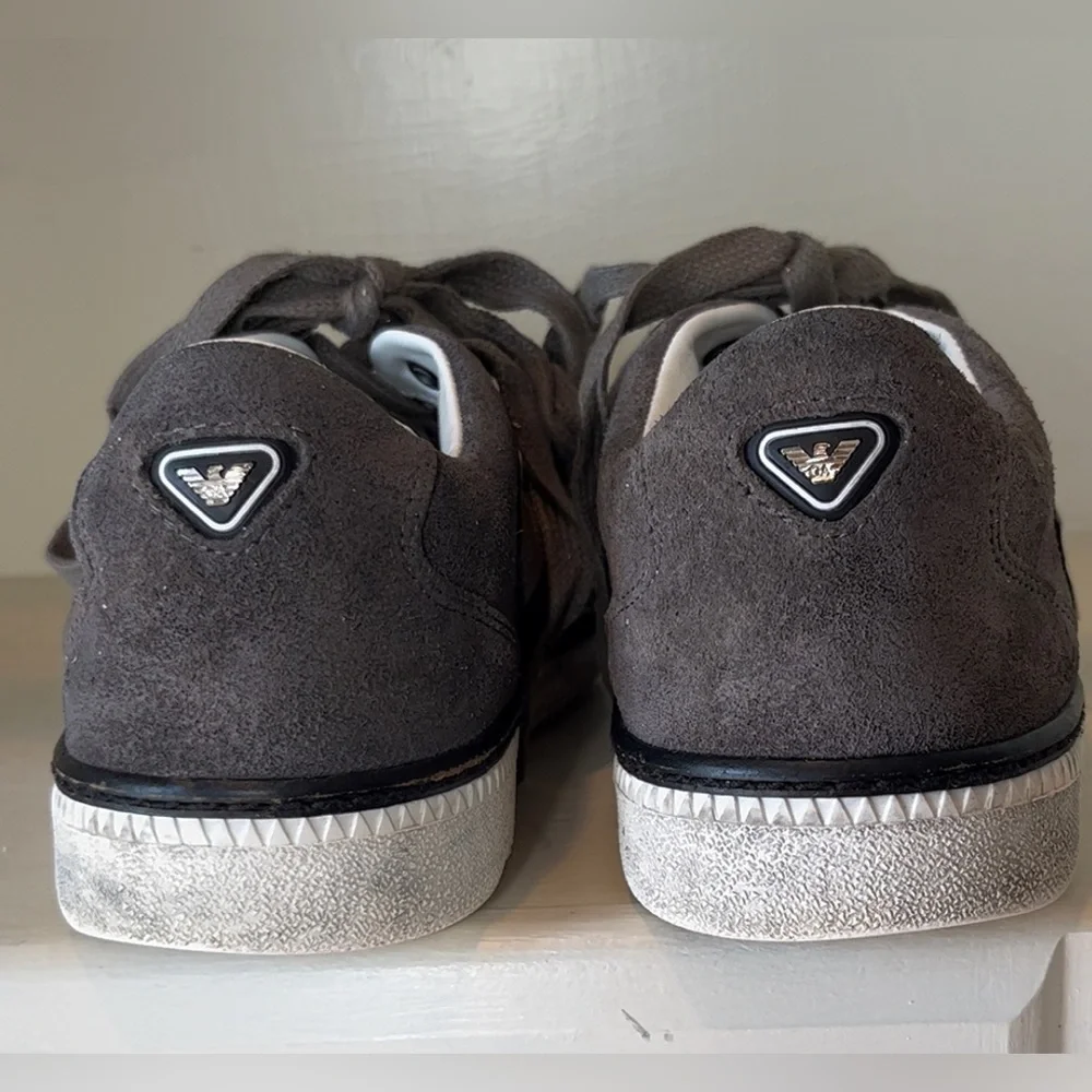Emporio Armani Men’s Suede/Patent Leather Sneakers Size 6